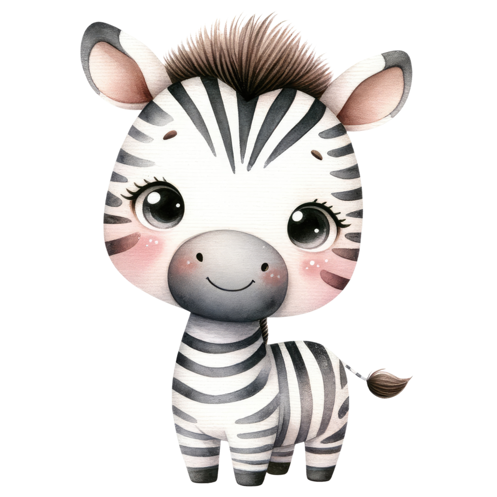 AI generated Adorable Zebra Cartoon Character Illustration. png