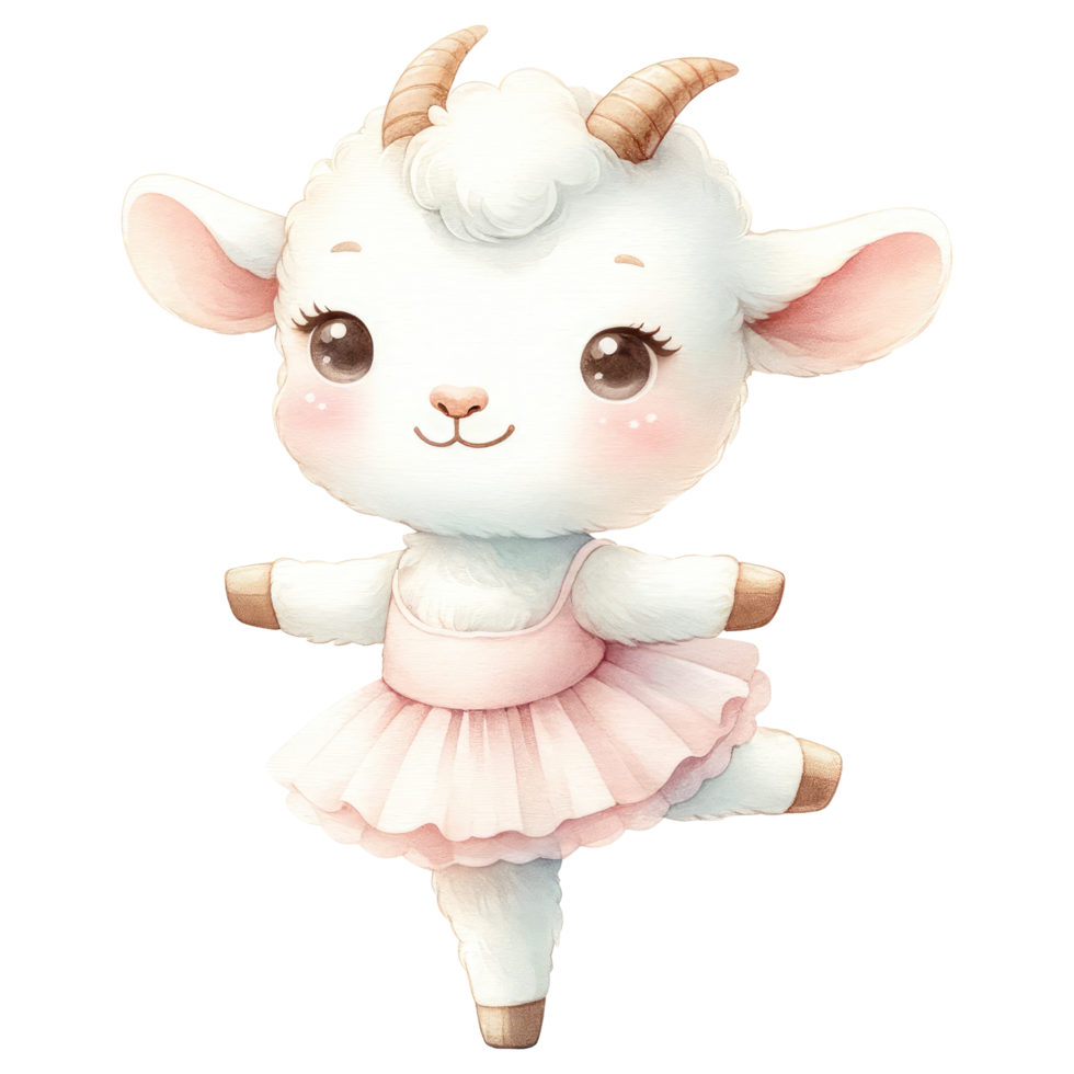 ai gerado fofa bode bailarina desenho animado ilustração. png