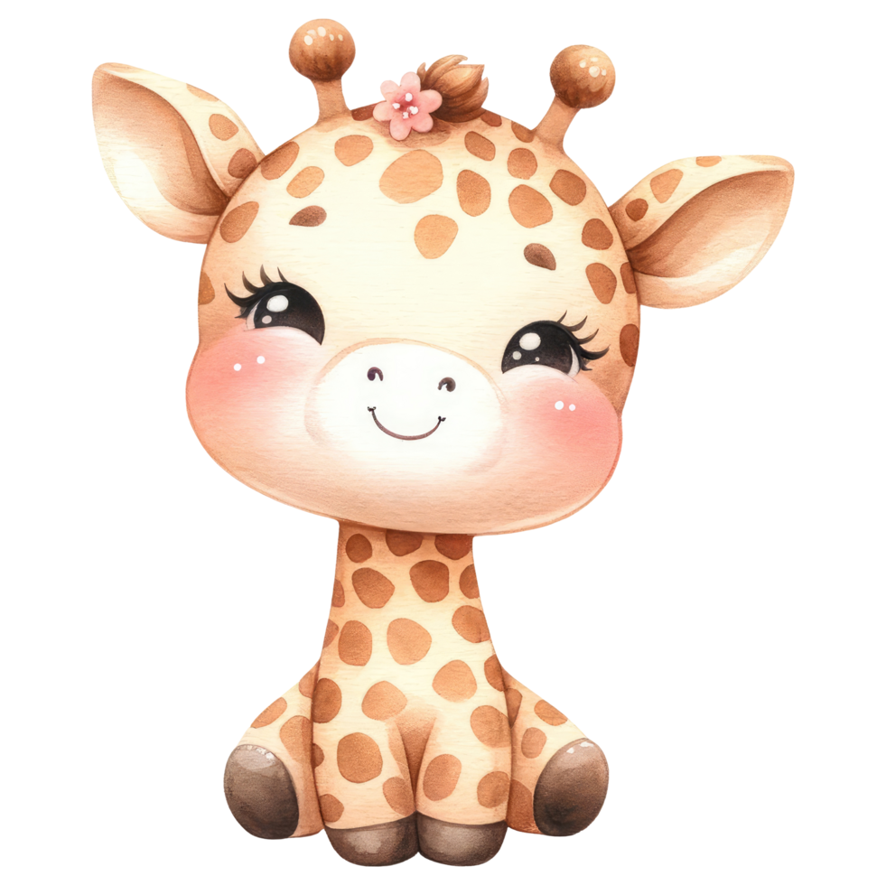 AI generated Delightful Baby Giraffe Cartoon Illustration. png