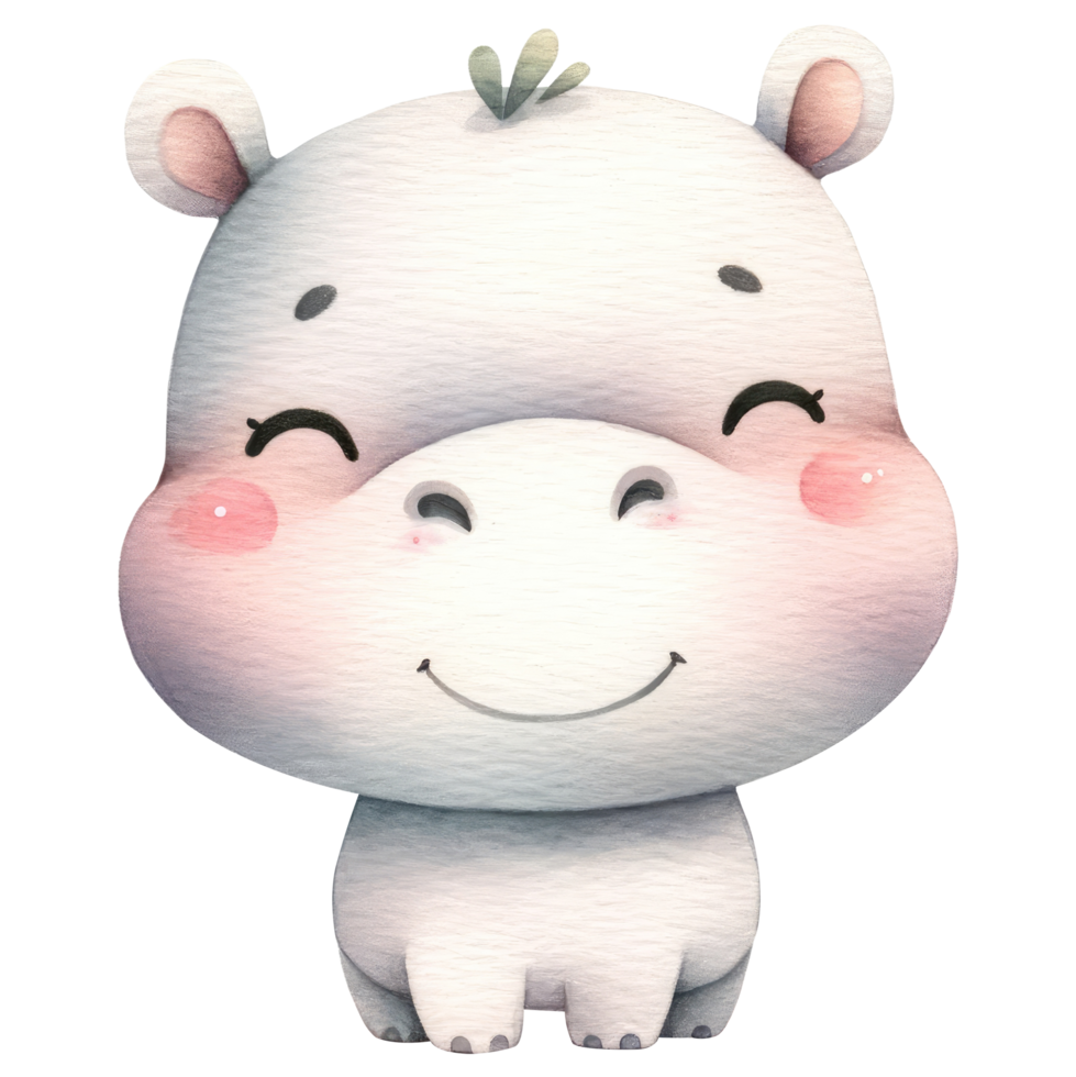 ai généré mignonne dessin animé hippopotame avec une gai sourire. png