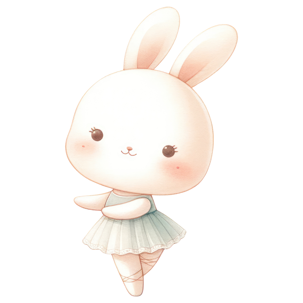 AI generated Cute Rabbit Ballerina Cartoon Illustration. png