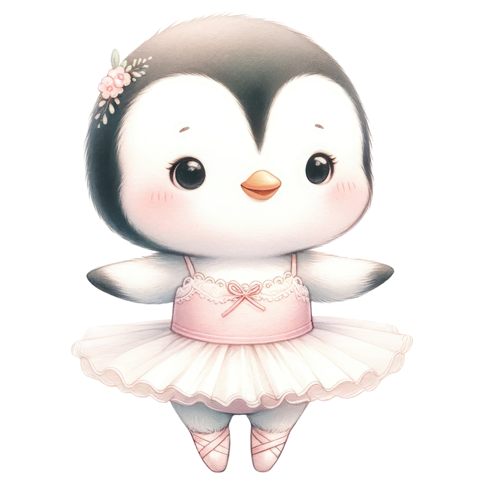 ai generiert süß Pinguin Ballerina Karikatur Illustration. png