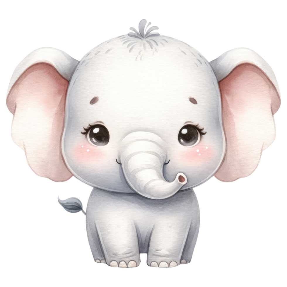 AI generated Charming Baby Elephant Cartoon Illustration. png