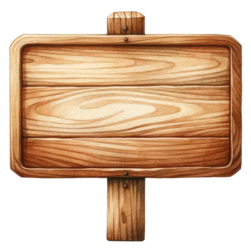 AI generated Rustic Wooden Signboard Illustration. png