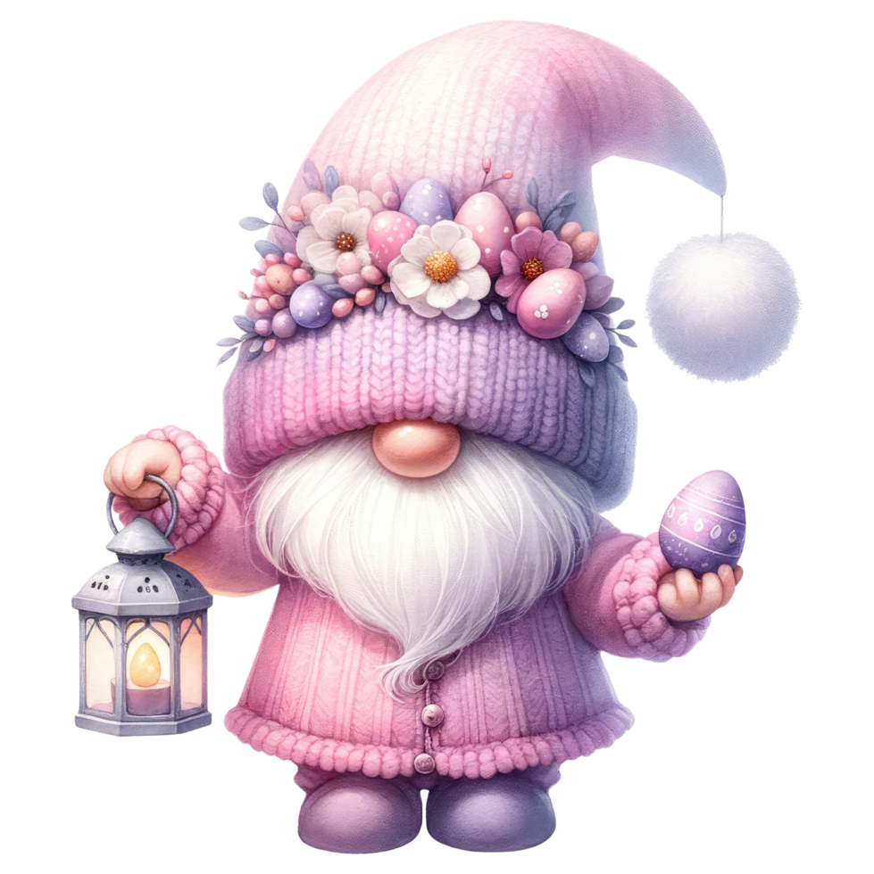 AI generated Whimsical Gnome with Easter Eggs Illustration png