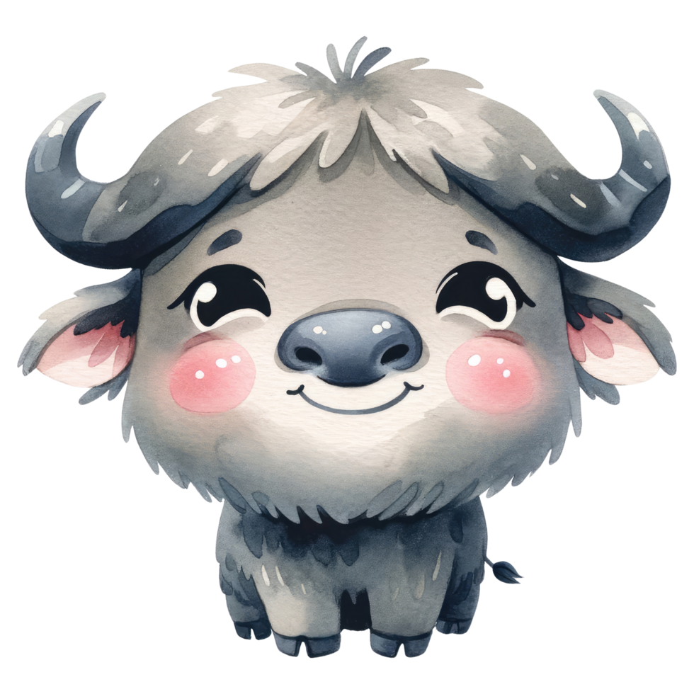 AI generated Cute Cartoon Yak Character Illustration. png