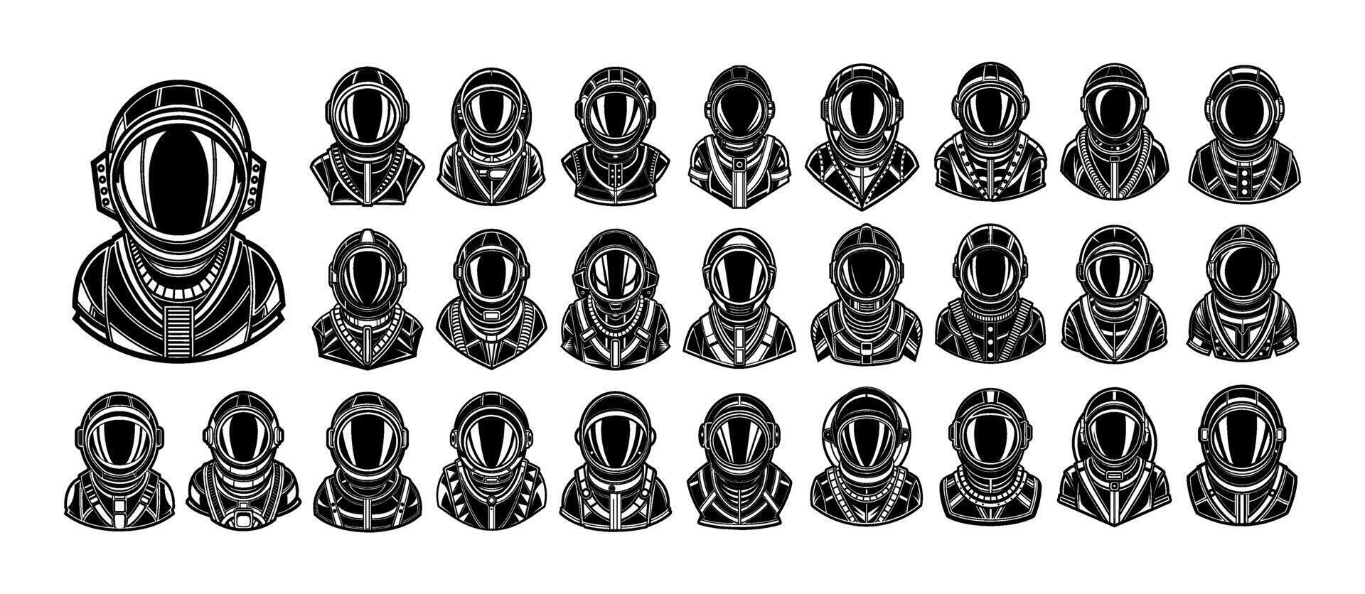 AI generated Flat detailed space astronaut head illustration design set vector