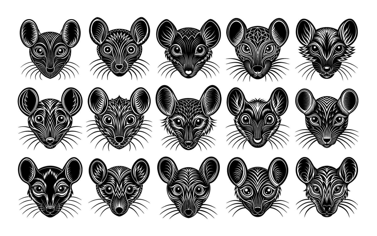 AI generated Hand drawn mouse head illustration design bundle vector