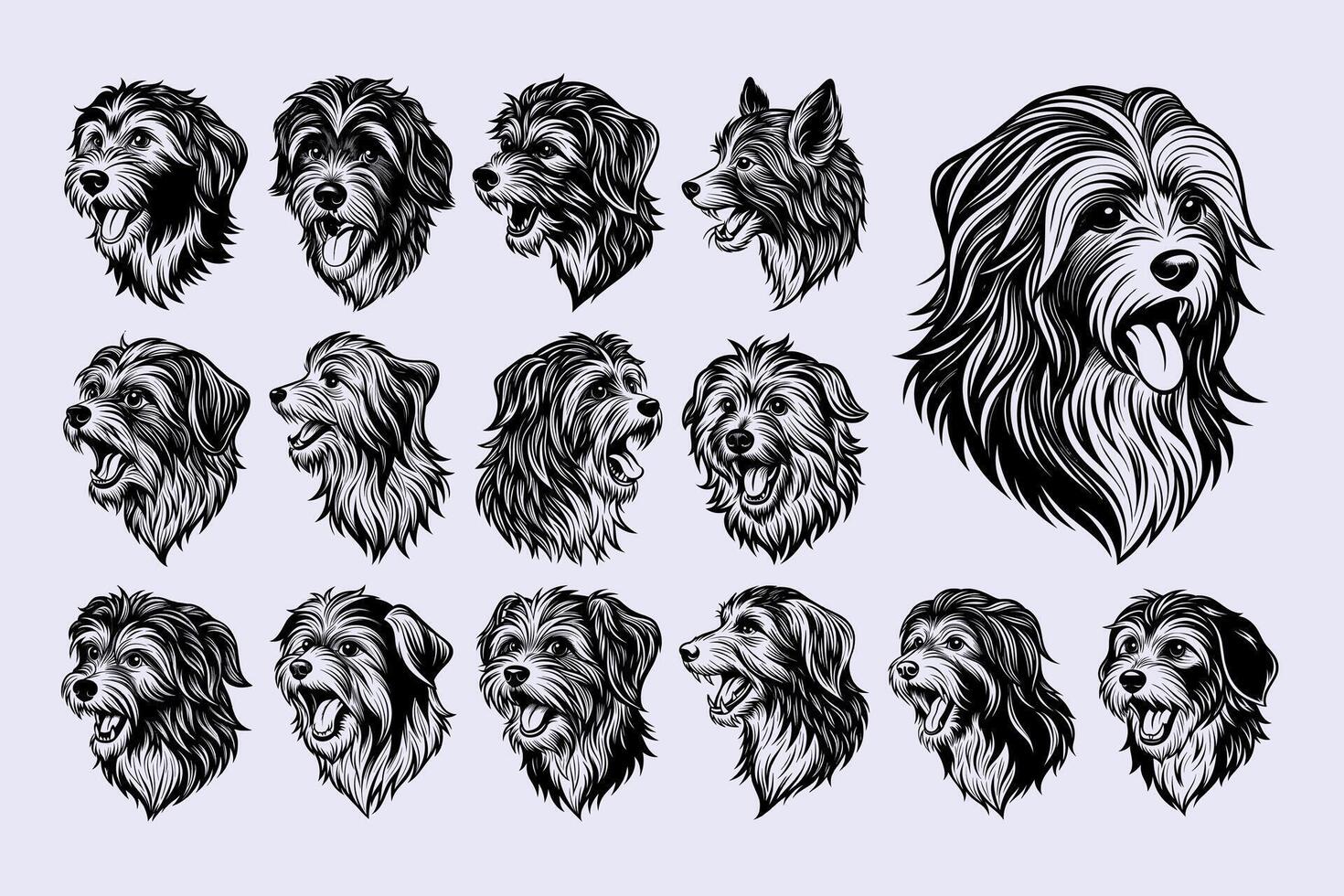 AI generated Side view of havanese dog head sticker illustration design set vector