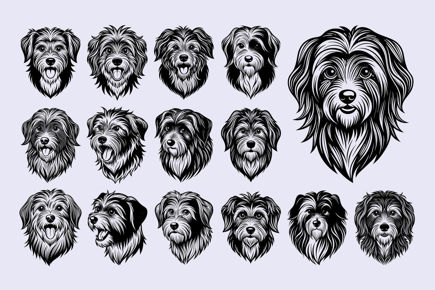 AI generated Beautiful havanese dog head illustration design collection vector