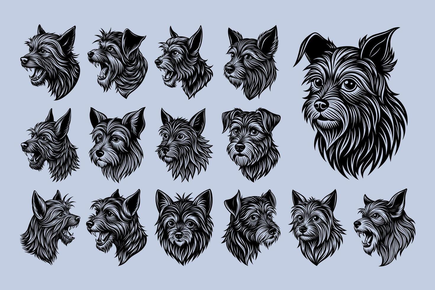 AI generated Collection of side view affenpinscher dog head illustration design vector