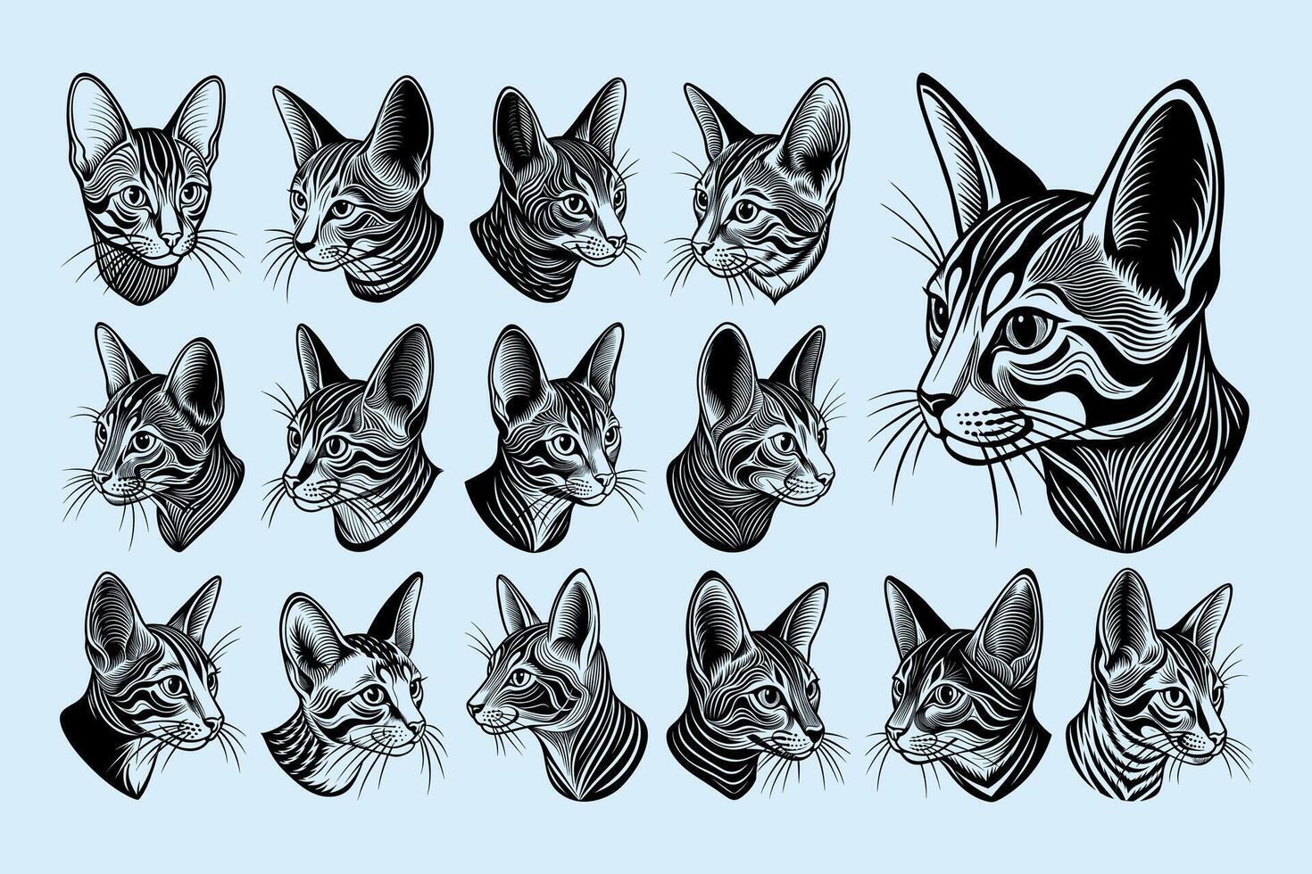 ai generado detallado lado chausie gato cabeza ilustración diseño haz vector