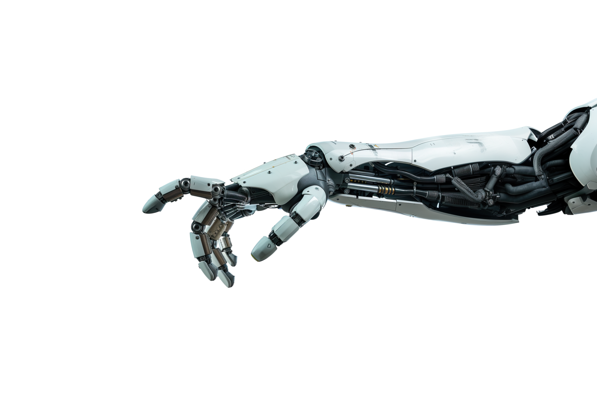 AI generated Biomechanical cyborg robotic hand pointing his finger