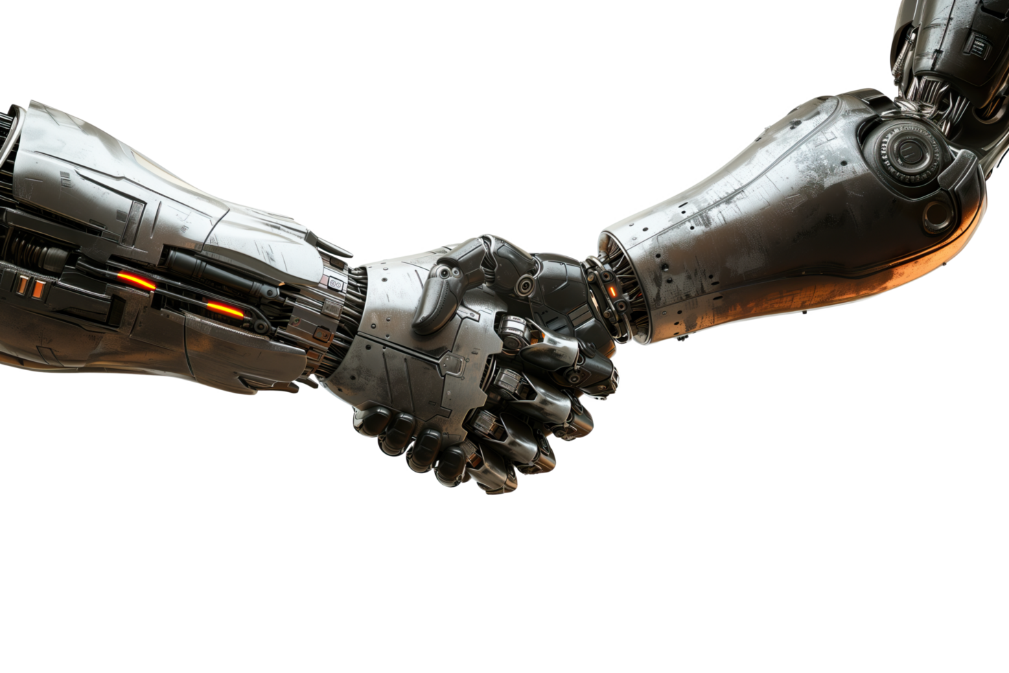 AI generated The handshake of two robots arms png