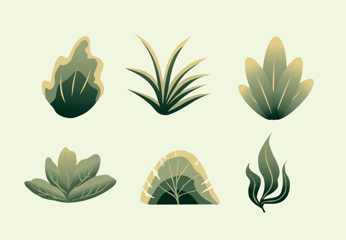 icono conjunto para tridimensional hoja ornamental planta diseño vector