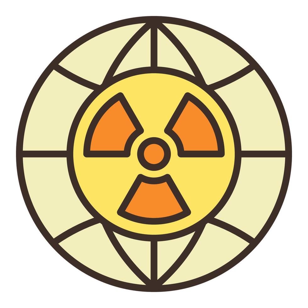 Radiation symbol inside Earth Glove vector colored icon or symbol in thin line style