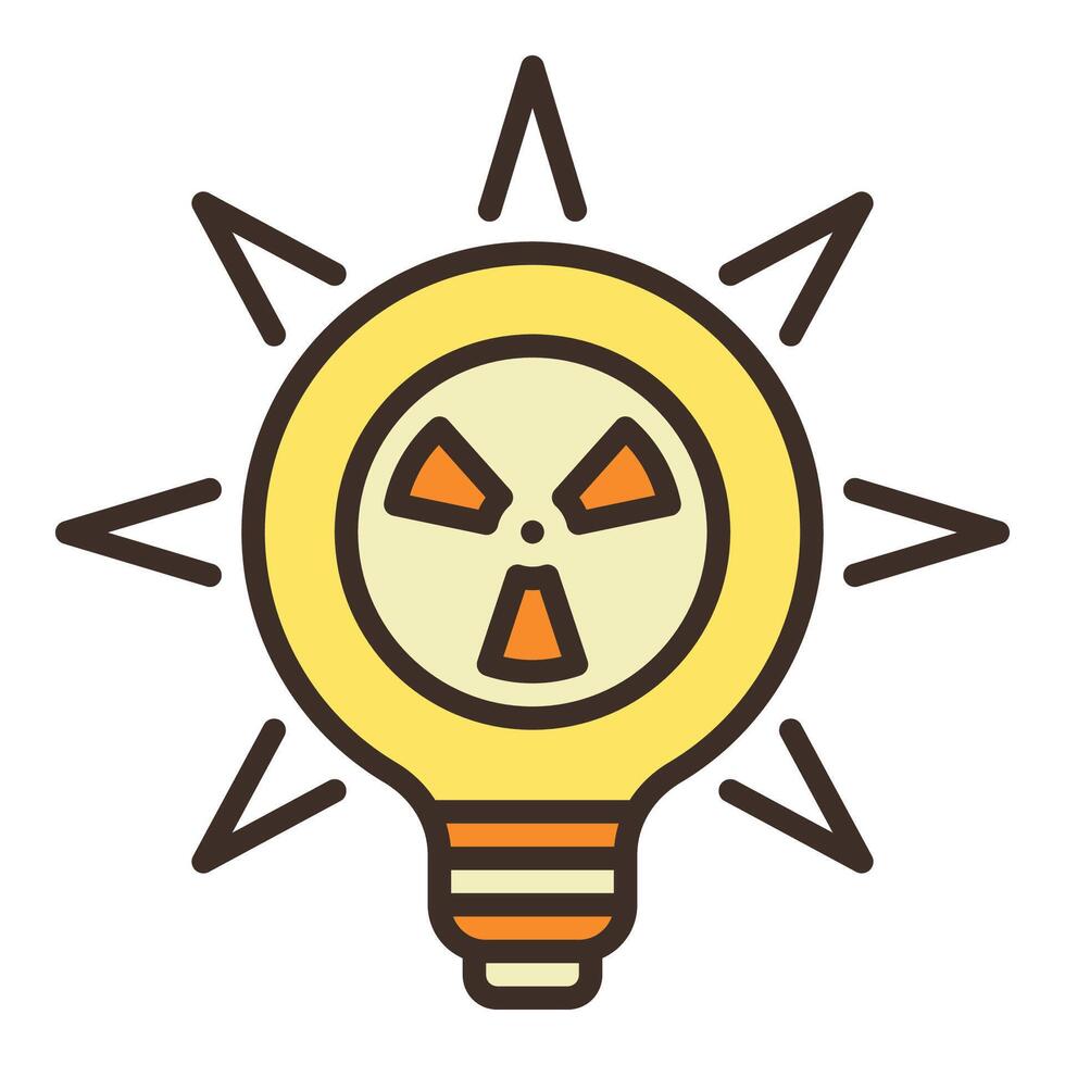 Light Bulb with Radiation sign vector colored icon or sign