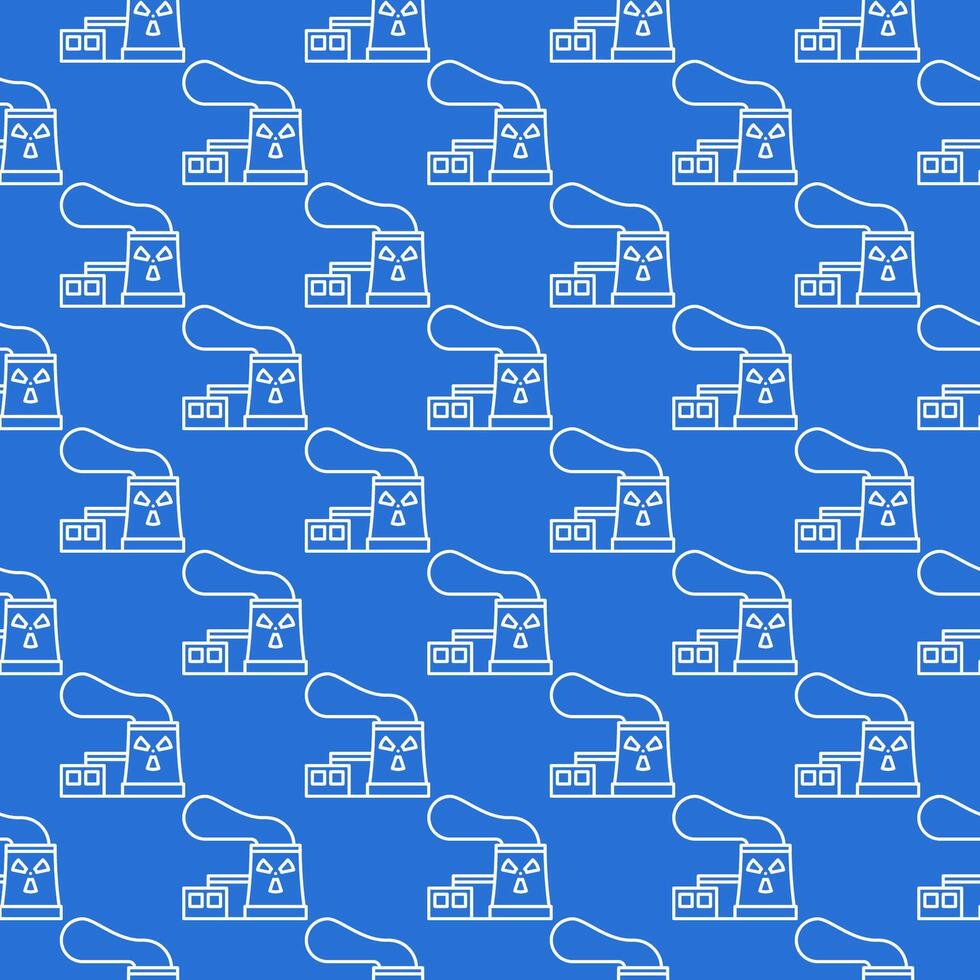 Nuclear Power Plant vector Radiation outline seamless pattern