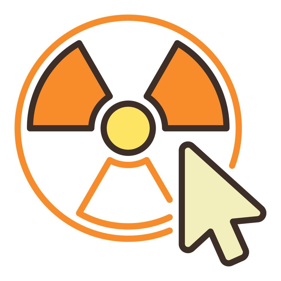 Mouse Cursor and Radiation symbol vector colored icon or sign in outline style