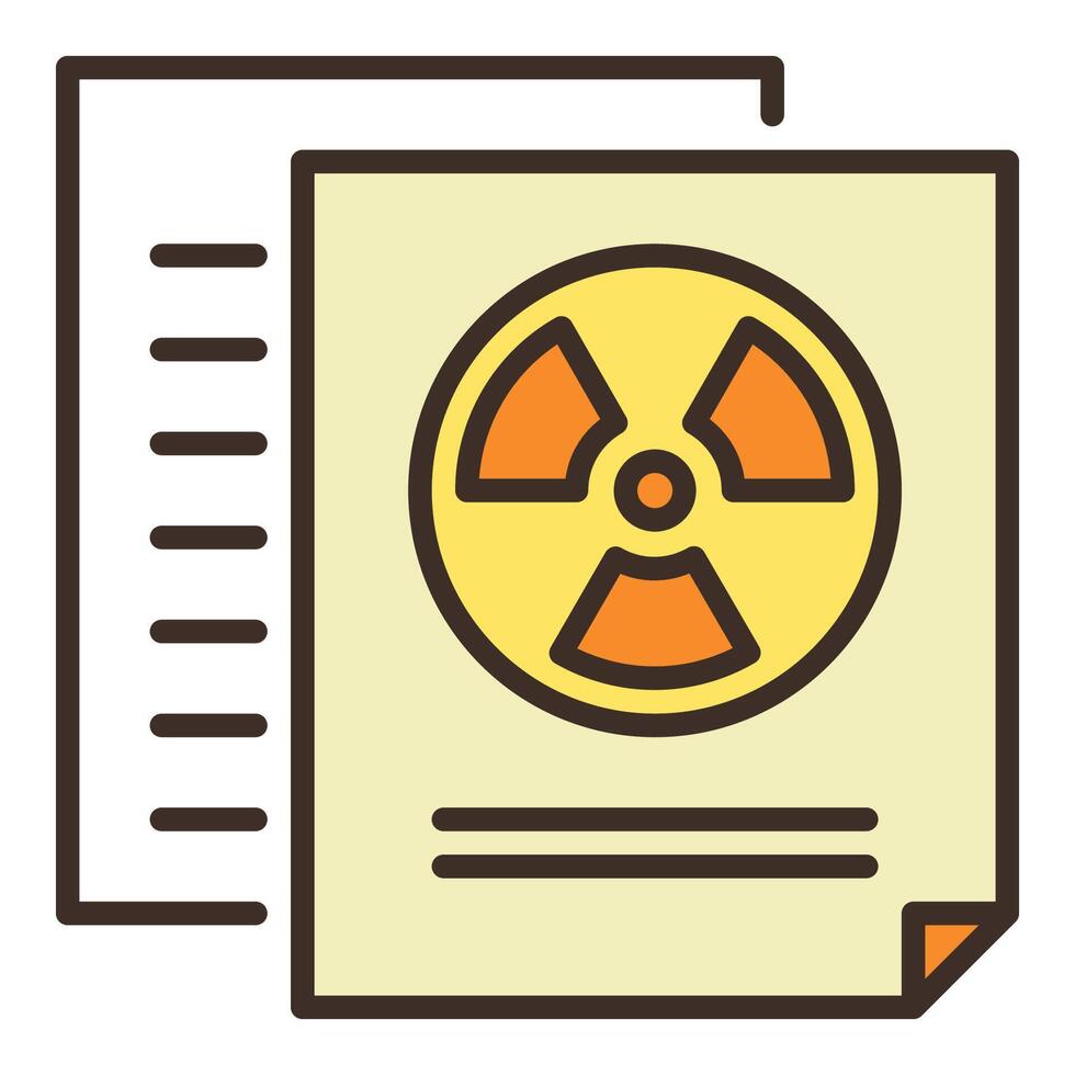 Radiation sign on Documents vector colored icon or logo element
