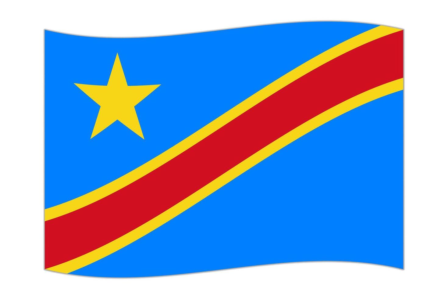 ondeando la bandera de la república democrática del país del congo. ilustración vectorial vector