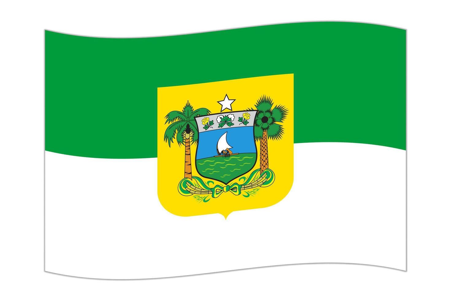 Waving flag of Rio Grande do Norte. Vector illustration.