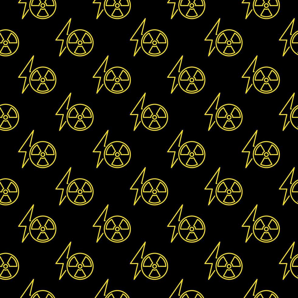 Lightning and Radiation vector symbol linear seamless pattern
