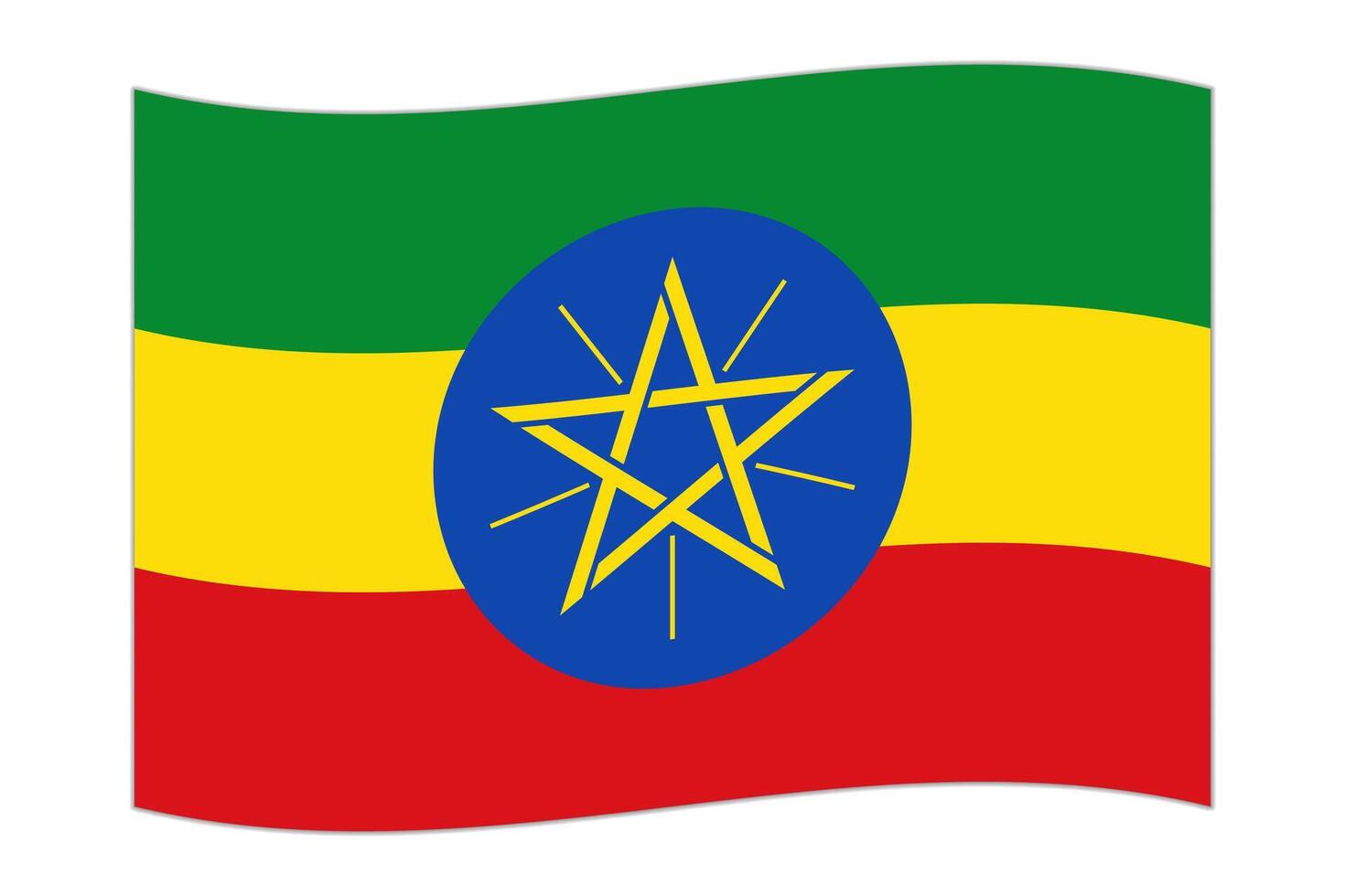 Waving flag of the country Ethiopia. Vector illustration.