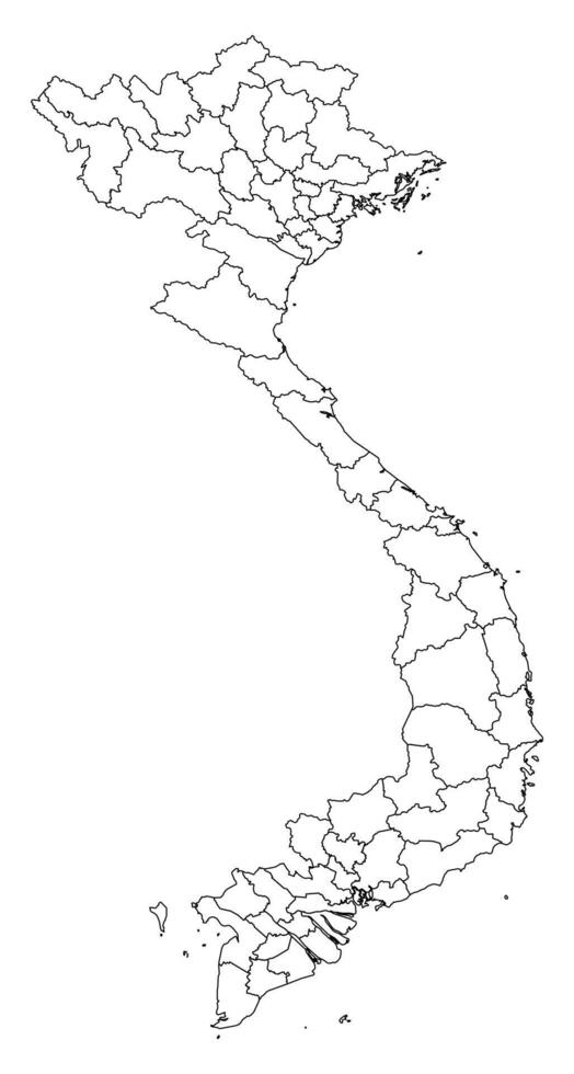 Vietnam map with administrative divisions. Vector illustration.
