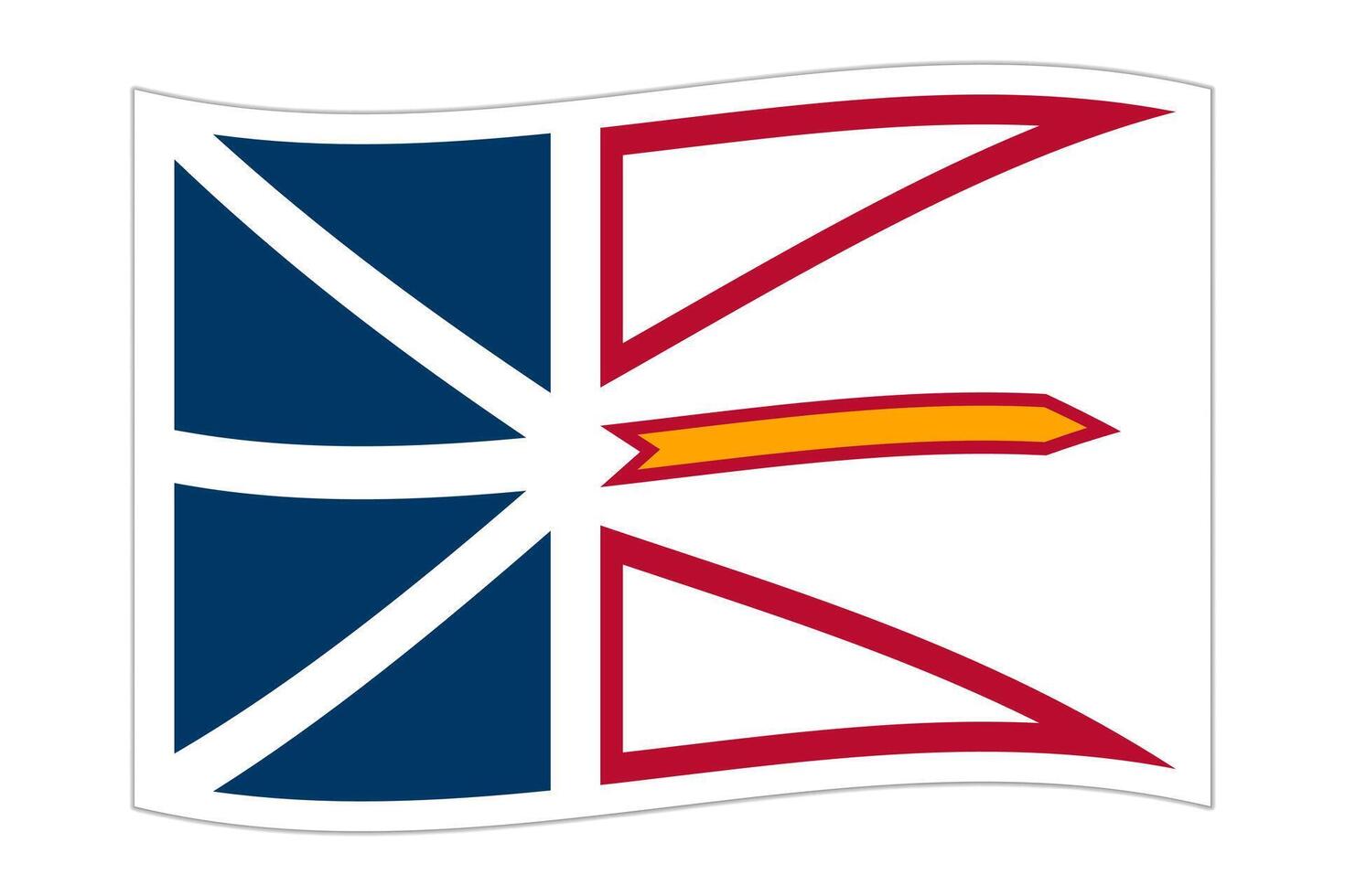 Waving flag of Newfoundland and Labrador, province of Canada. Vector illustration.