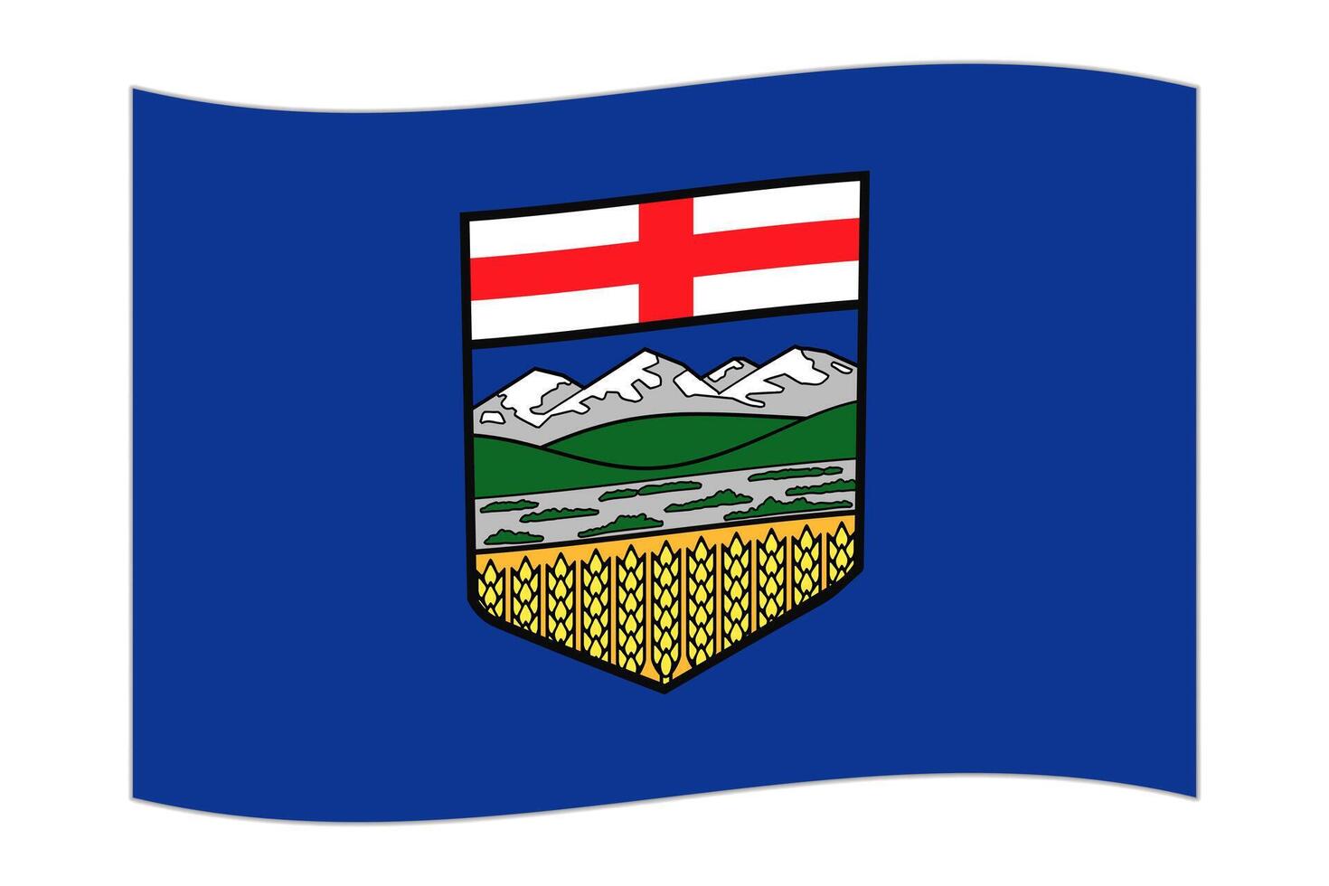 Waving flag of Alberta, province of Canada. Vector illustration.