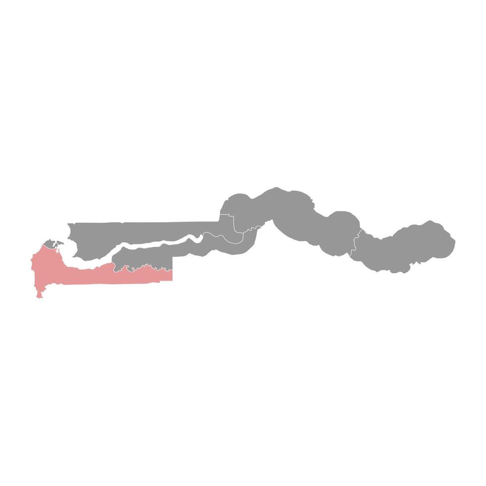 Western division map, administrative division of Gambia. Vector illustration.