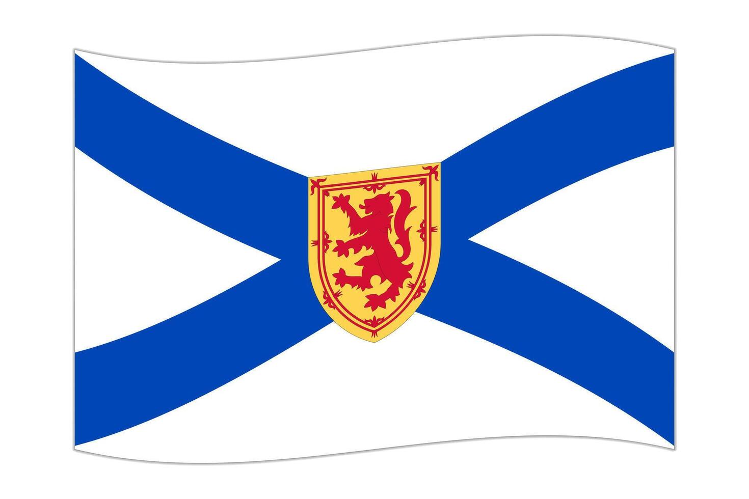 Waving flag of Nova Scotia, province of Canada. Vector illustration.