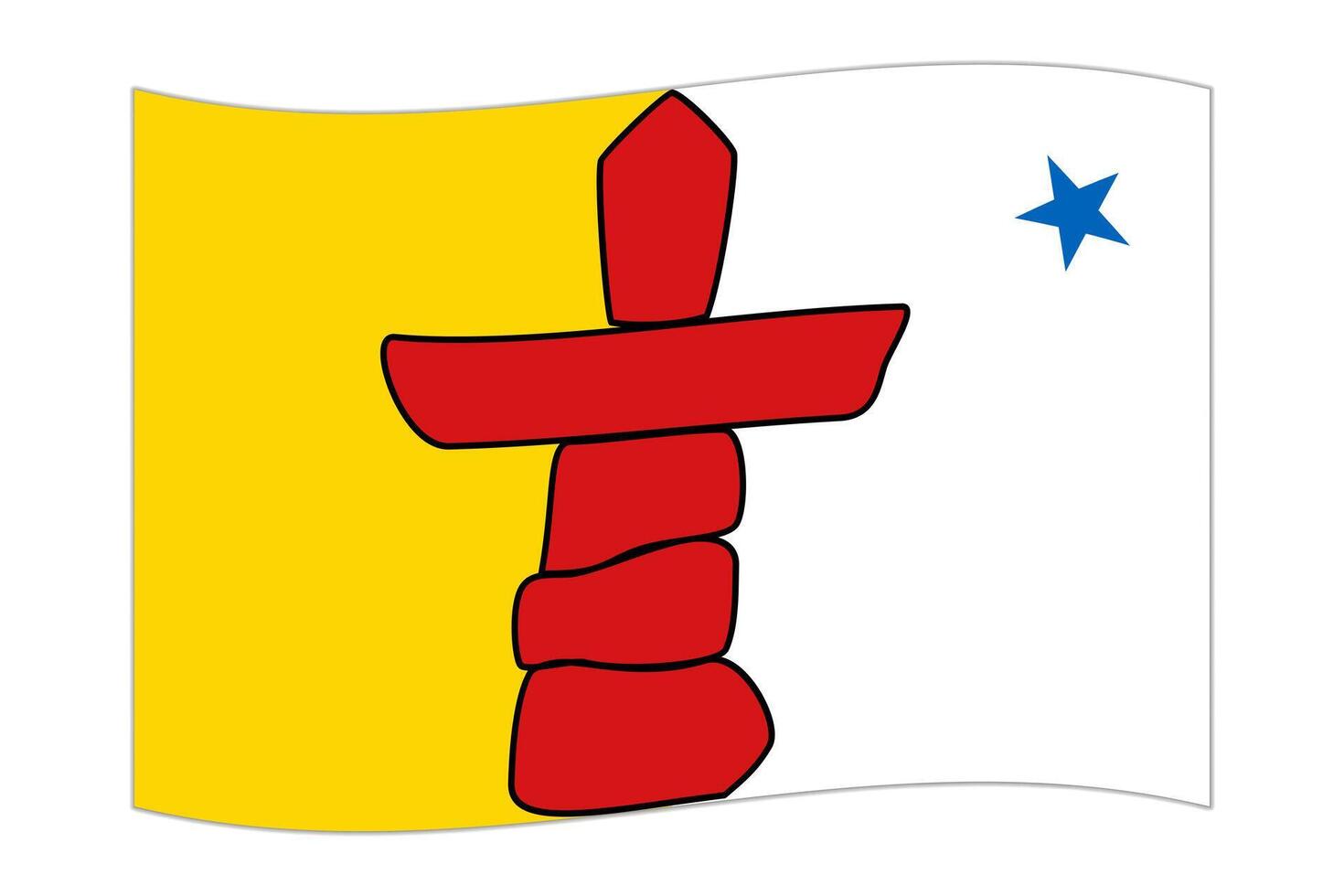 Waving flag of Nunavut, province of Canada. Vector illustration.