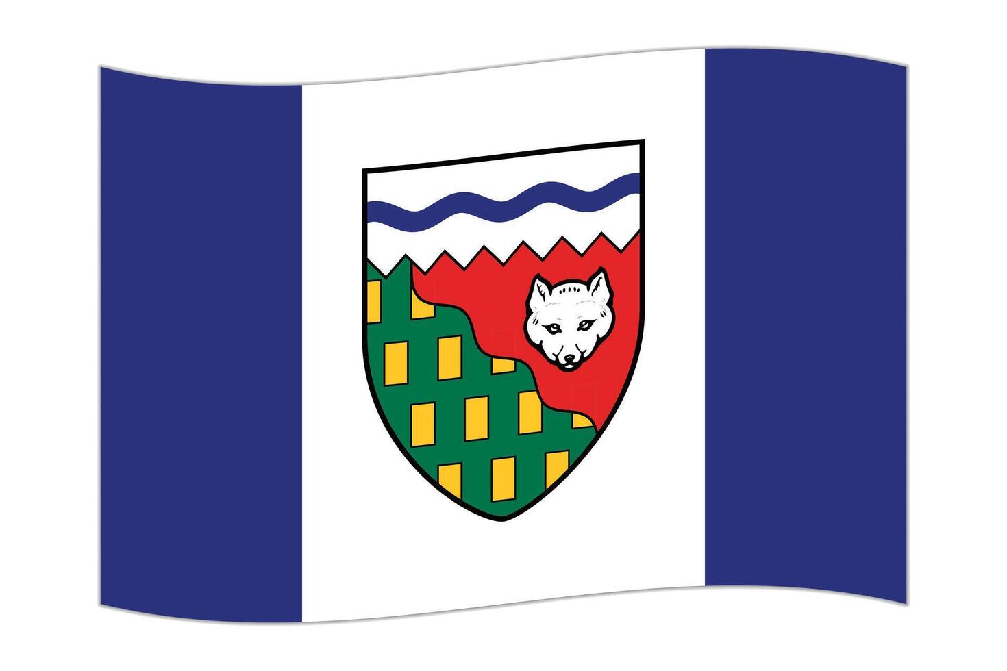 Waving flag of Northwest Territories, province of Canada. Vector illustration.