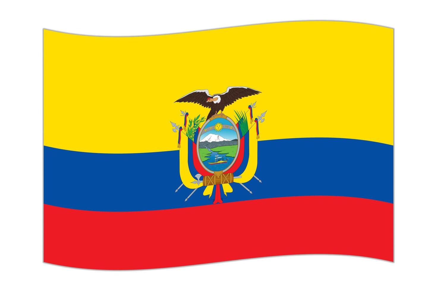 Waving flag of the country Ecuador. Vector illustration.