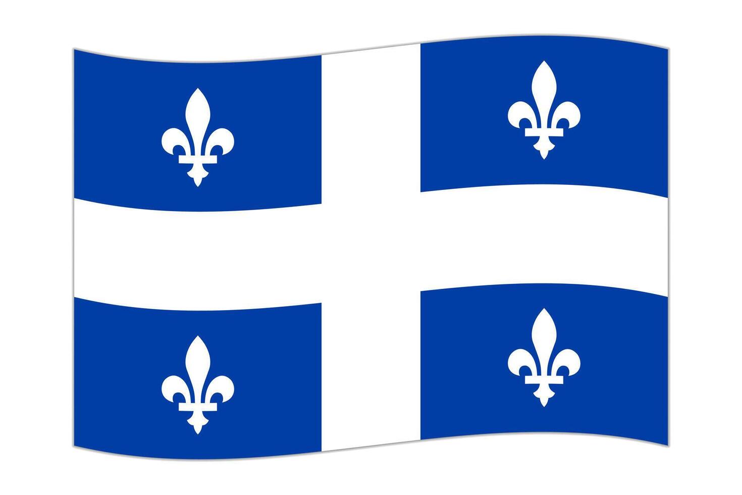Waving flag of Quebec, province of Canada. Vector illustration.