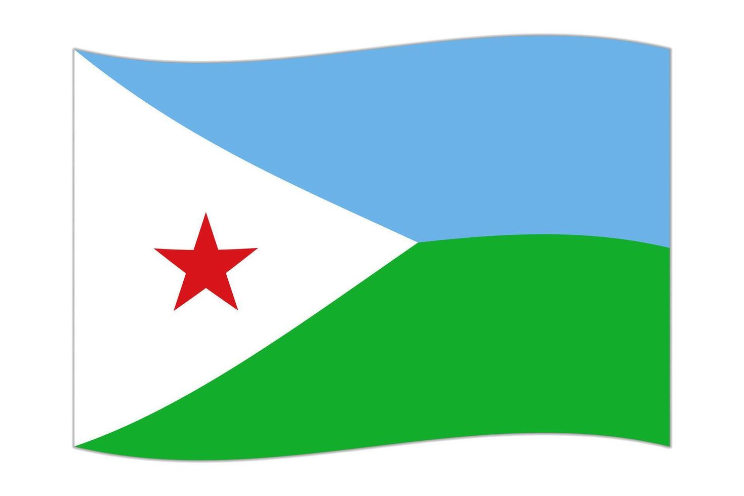 Waving flag of the country Djibouti. Vector illustration.