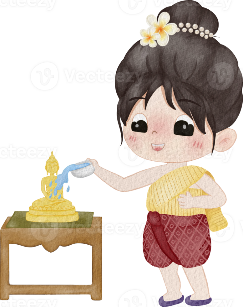 Songkran festival cartoon charactor png