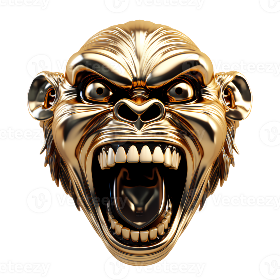AI generated Golden Monkey Horror 3D Face Illustration png