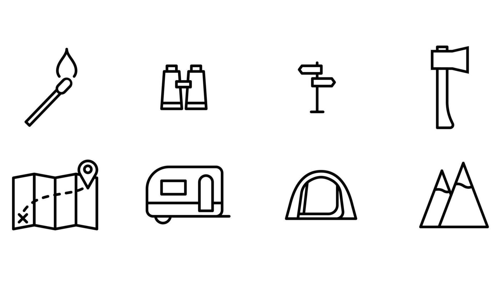 Camping tools and camp site elements vector illustration