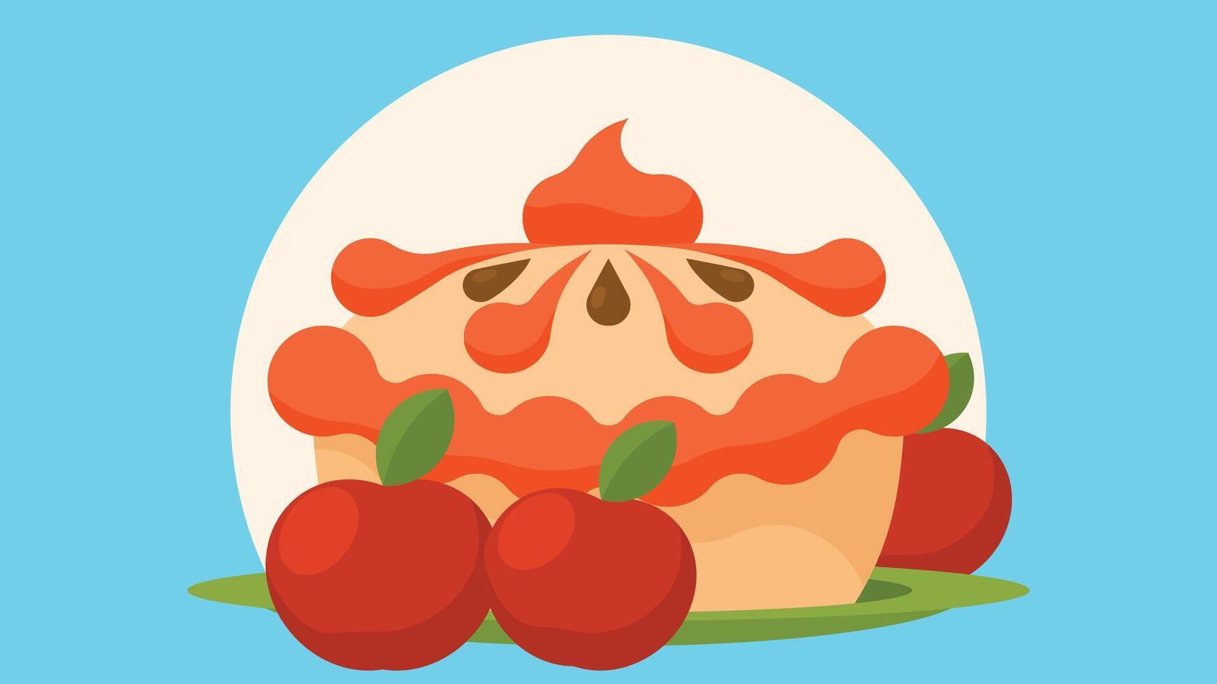 Apple pie vector illustration with fresh apples