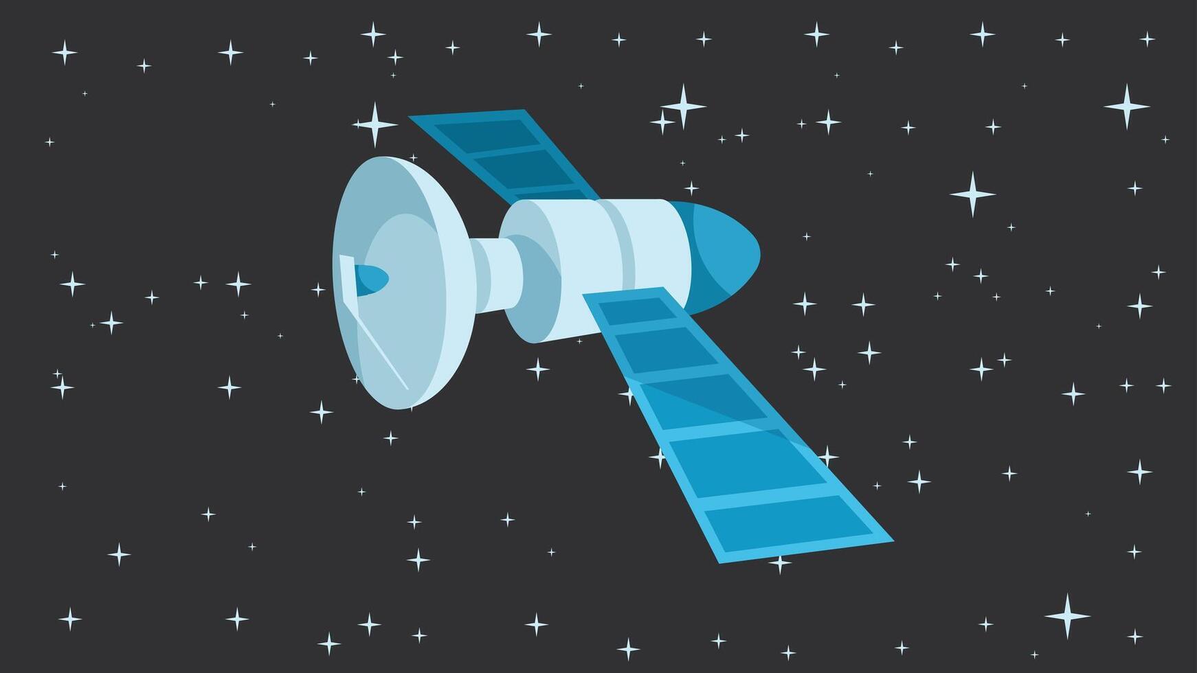 satellite orbiting in space cartoon vector illustration