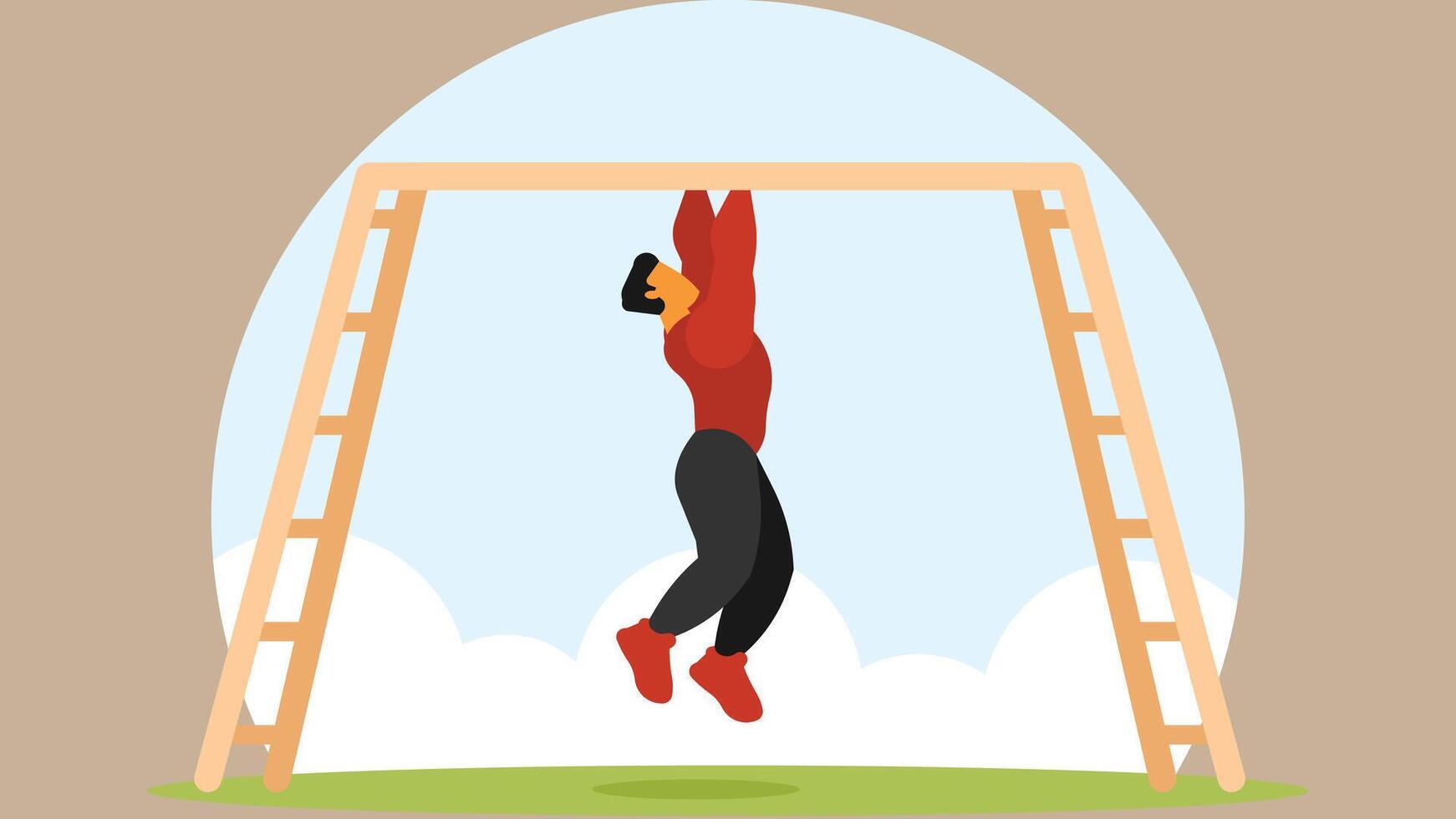 hombre atleta rutina de ejercicio y gana un competencia vector ilustración