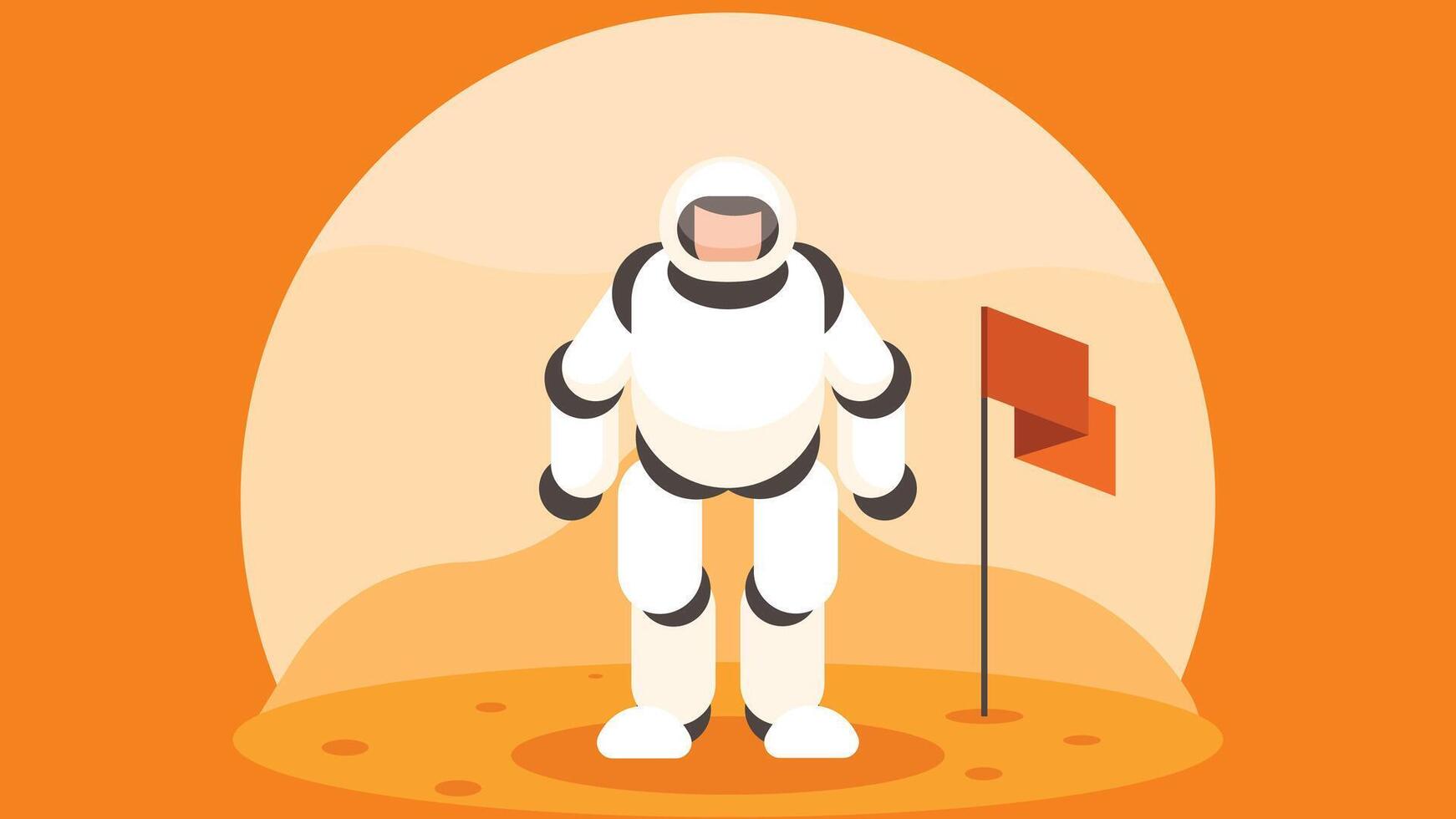 astronaut landed on mars from space vector illustration