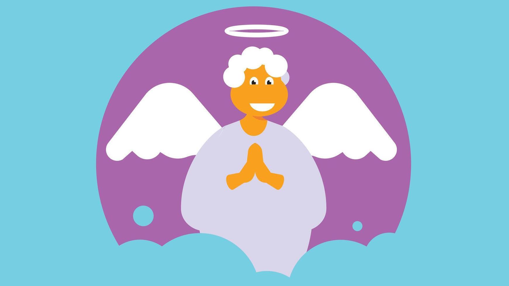 Angel in a sky and clouds vector illustration