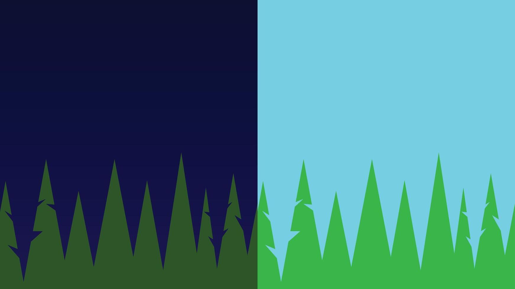 Day and night in forest vector illustration