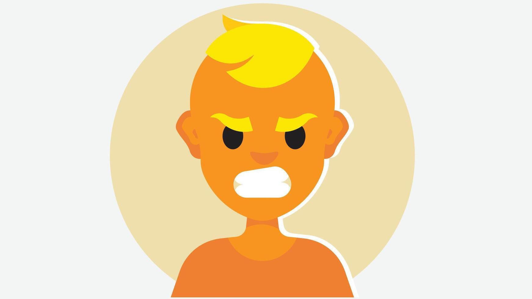 Angry child with anger face expressions vector illustration