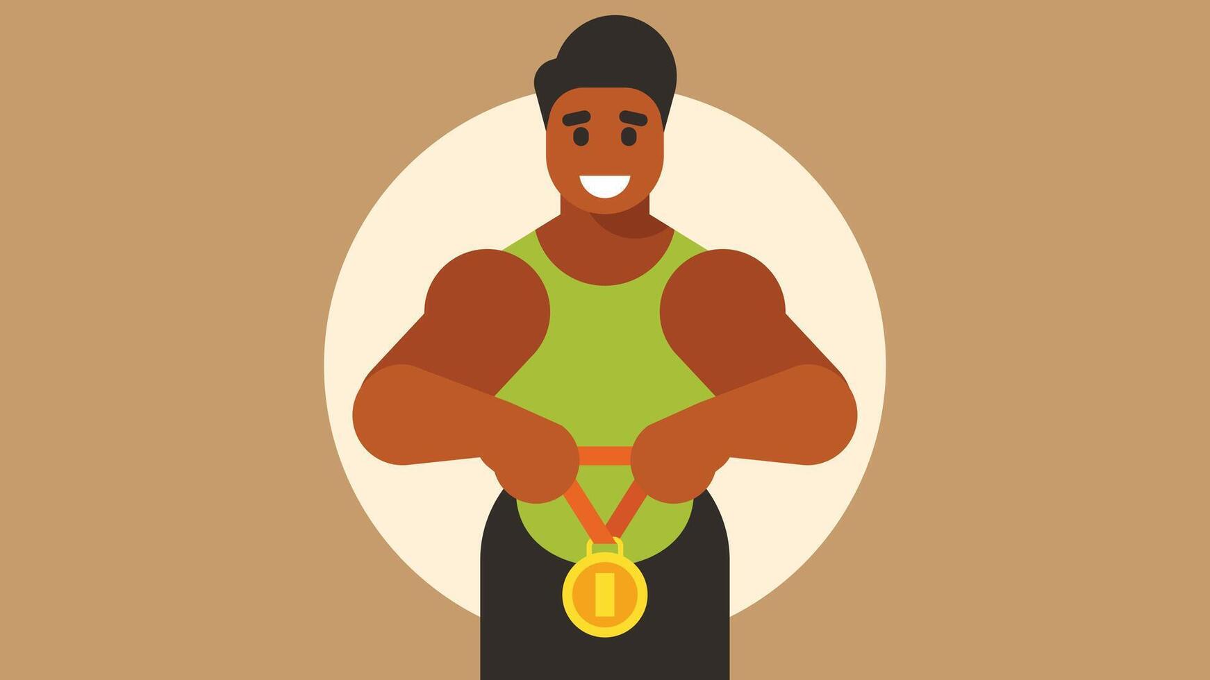 Man Athlete workout and wins a competition vector illustration