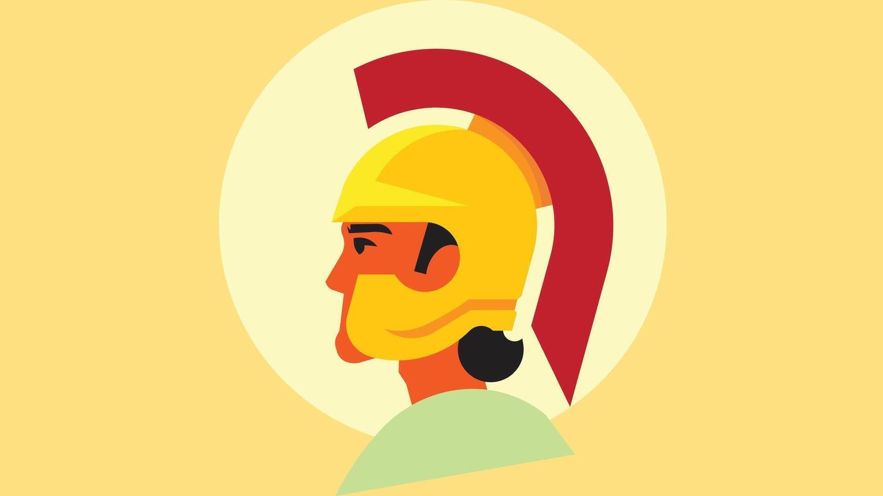 espartano combatiente perfil lado ver cabeza con casco vector ilustración,